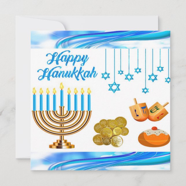 Roligtar Chanukah-kort mynt dreidels menorah Anteckningskort (Framsida)