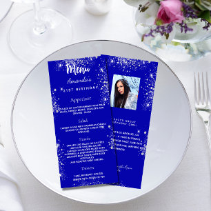 Roligtar för foto med royalet blue silver på födel reklamkort