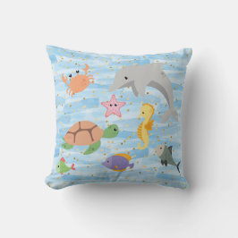 Roligtar Söta havsdjur Delphin turtle starfish Kudde