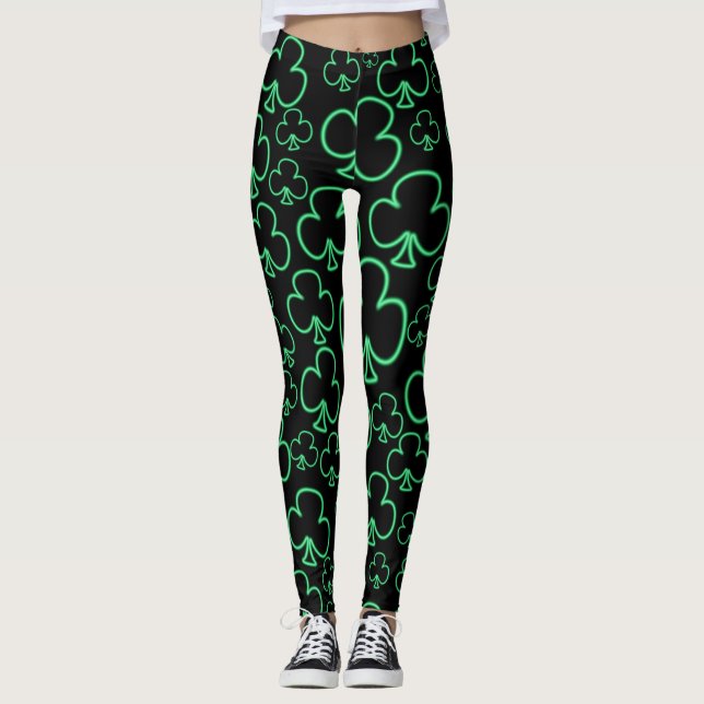 Roligtcoola och unikt mönster av neonShamrocks Leggings (Framsida)