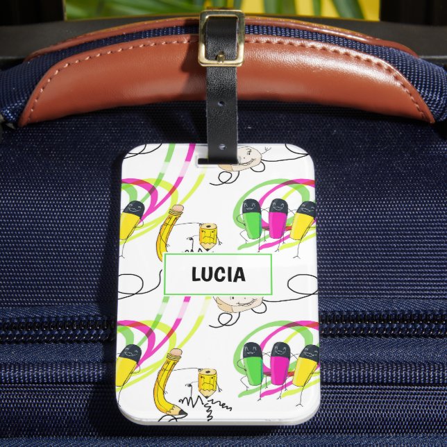 Roligten anger tecken på skolmaterial bagagebricka (Framsida Insitu 2)