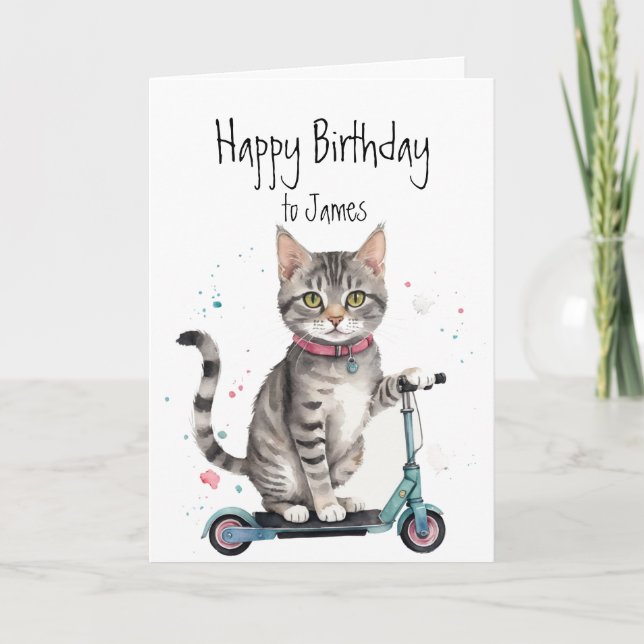 Roligten Anpassat namn på födelsedagen Cute Cat Ki Kort (Framsida)