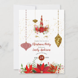 Roligten Ansikte i Julenmajs i Party Röda Guld Mod Inbjudningar