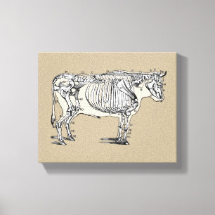 Roligten Antique Cow Skeleton Bones Canvastryck