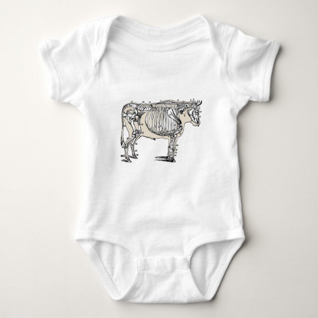 Roligten Antique Cow Skeleton Bones Tee Shirt (Framsida)