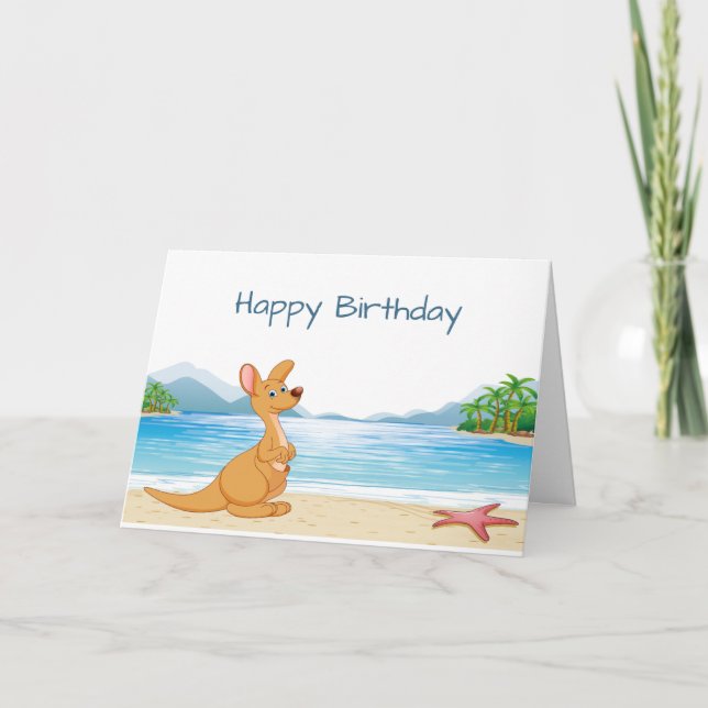 Roligten Australien Kangaroo på Beach Kort (Framsida)