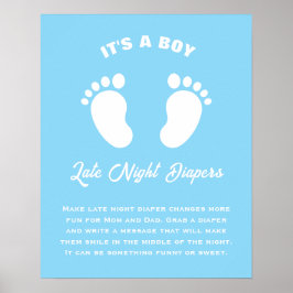 Roligten Baby Shower Late Coola Late Nattes Diaper Poster