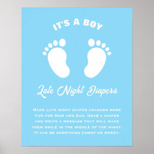 Roligten Baby Shower Late Coola Late Nattes Diaper Poster