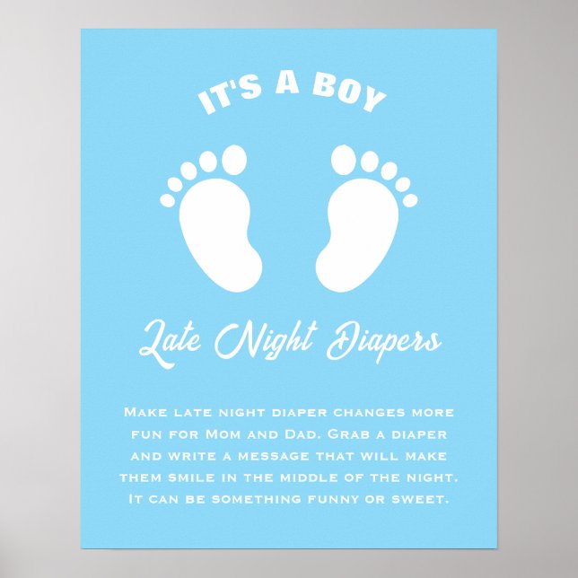 Roligten Baby Shower Late Coola Late Nattes Diaper Poster (Framsidan)