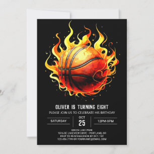 Roligten Basketball Birthday med modern vattenfärg Inbjudningar