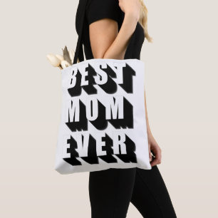 Roligten Best Mamma någonsin svartvit typografi me Tygkasse