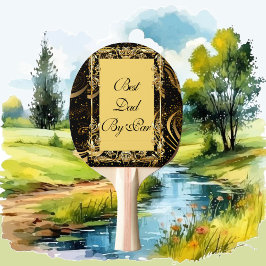 Roligten Best Pappa by Par Modern Calligraphy Leaf Pingisracket