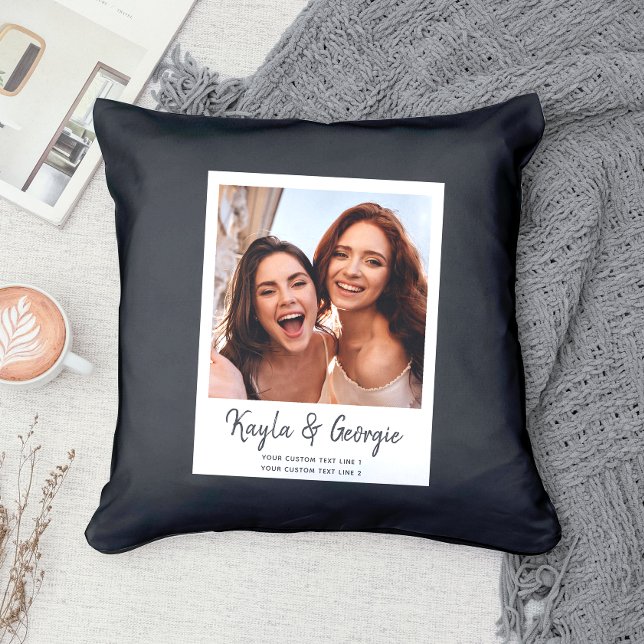Roligten BFF för eget namn Bestie Photo Friends Si Kudde (Make friendship sparkle! )