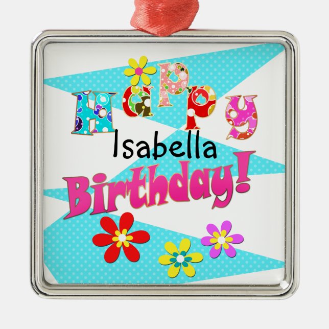 Roligten Blå rosa ungar tecknad bi Julgransprydnad Metall (Framsidan)