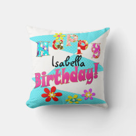 Roligten Blå rosa ungar tecknad bi Kudde