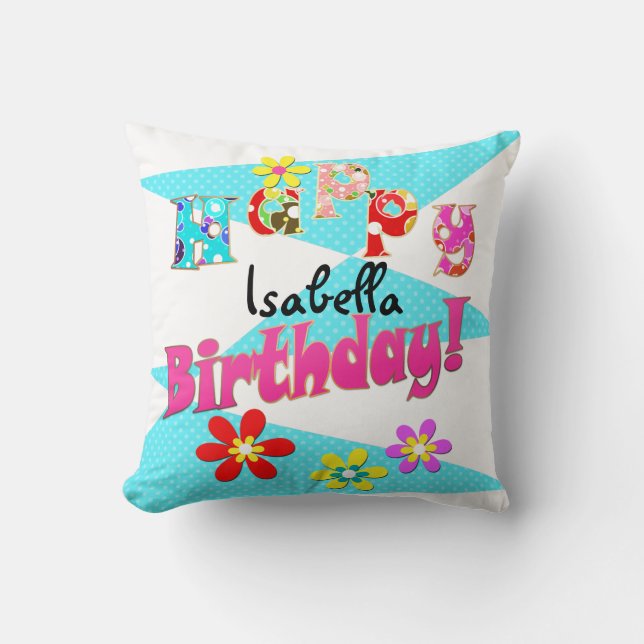 Roligten Blå rosa ungar tecknad bi Kudde (Framsida)