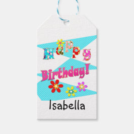 Roligten Blå rosa ungar tecknad bi Presentetikett