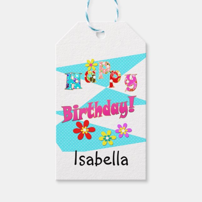 Roligten Blå rosa ungar tecknad bi Presentetikett (Framsidan)