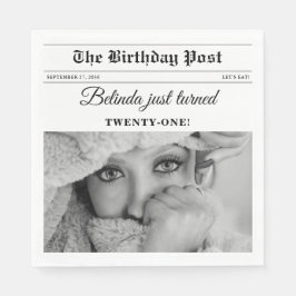 Roligten Black & White Photo Birthday Newspaper Pappersservett