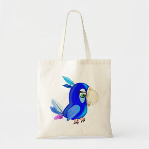 Roligten Blue Parrot Tote Bag - Målning Tygkasse