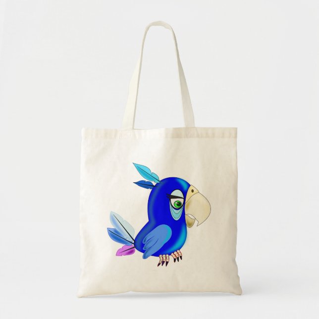 Roligten Blue Parrot Tote Bag - Målning Tygkasse (Framsidan)