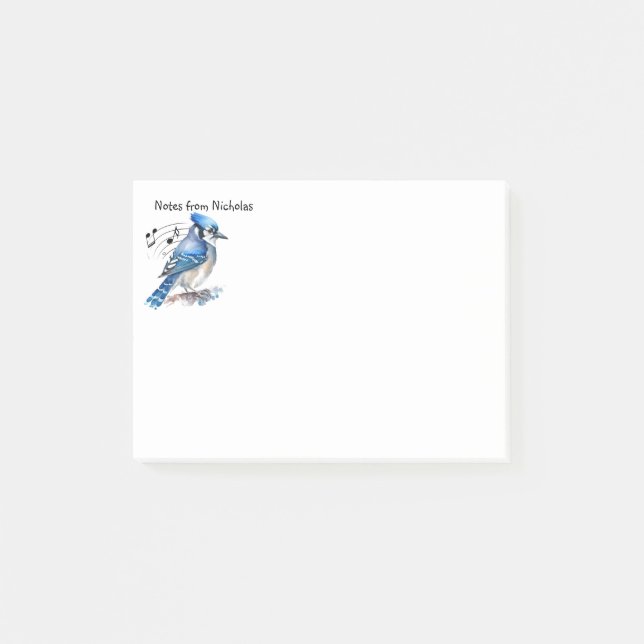 Roligten Bluejay Blue Jay Bird Nature Art Post-it Block (Framsida)