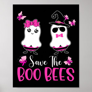 Roligten Boo Bees Breast Cancer Awareness Hallowee Poster
