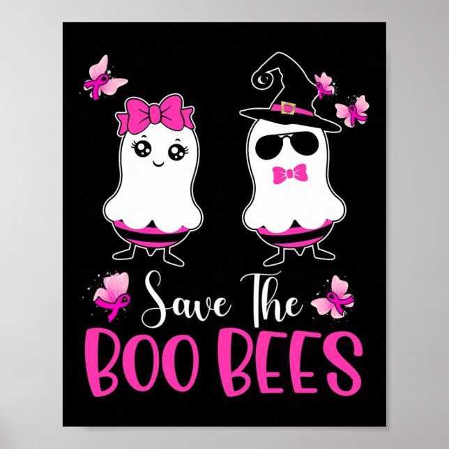 Roligten Boo Bees Breast Cancer Awareness Hallowee Poster (Framsidan)