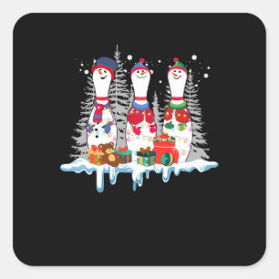 Roligten Bowling jul Pajama Ljus Reindeer Santa Fyrkantigt Klistermärke