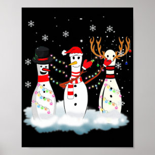 Roligten Bowling jul Pajama Ljus Reindeer Santa  Poster