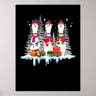 Roligten Bowling jul Pajama Ljus Reindeer Santa Poster
