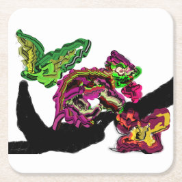 Roligten Chameleon för regnskog Underlägg Papper Kvadrat