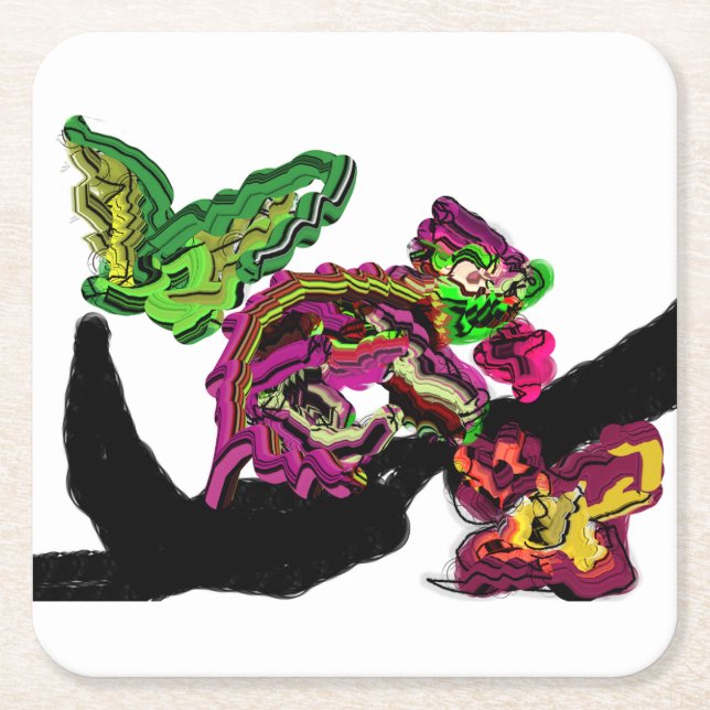 Roligten Chameleon för regnskog Underlägg Papper Kvadrat (Framsidan)