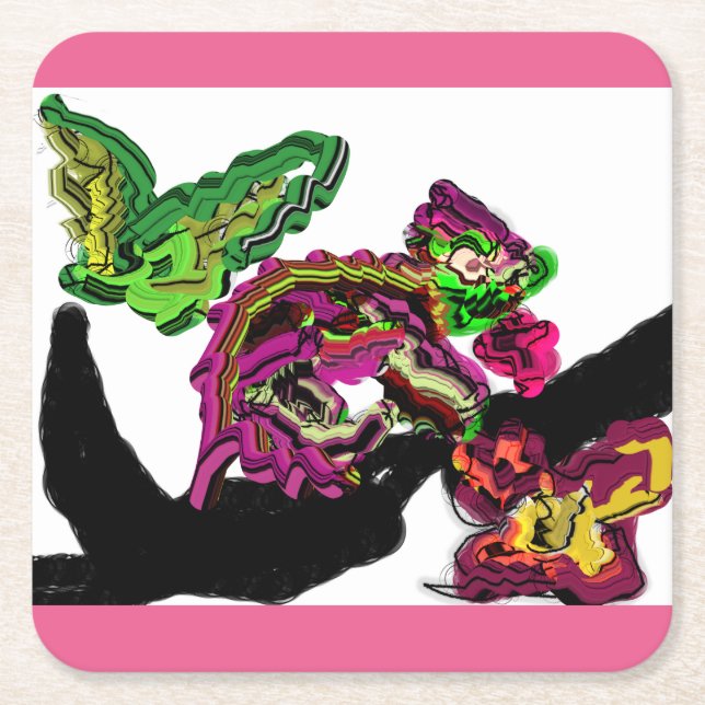 Roligten Chameleon för regnskog Underlägg Papper Kvadrat (Framsidan)