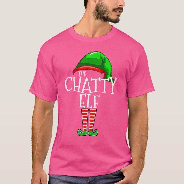 Roligten Chatty Elf Matching Family Group Jul T Shirt (Framsida)