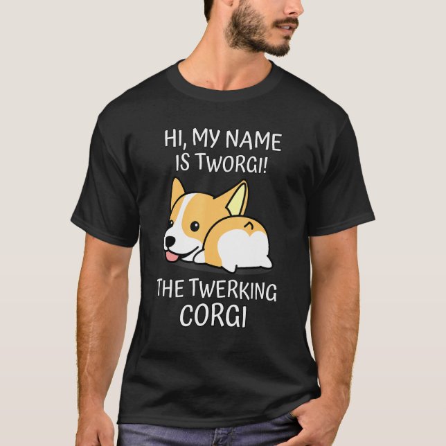 Roligten Corgi Twerk Twerking Hund aveln Hund T Shirt (Framsida)