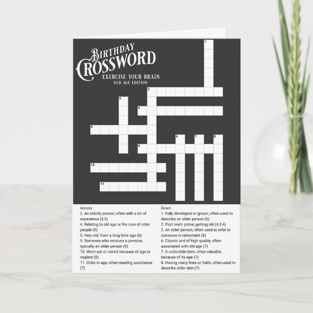 Roligten Crossword Birthday Kort (Framsida)