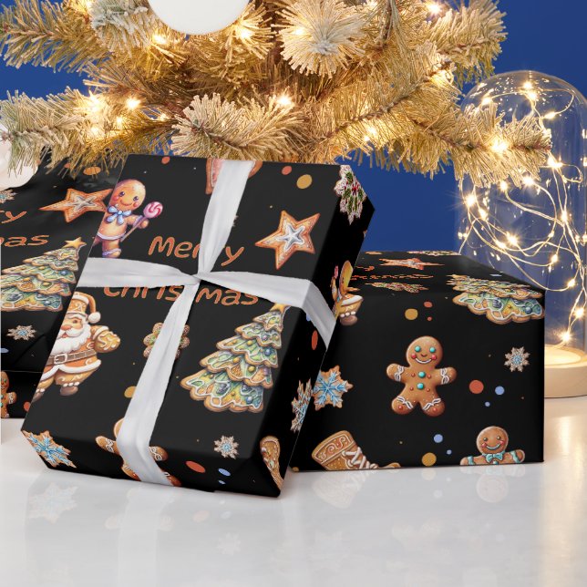 Roligten Cute Black i julbrödsbröd Presentpapper (Helgdagar)