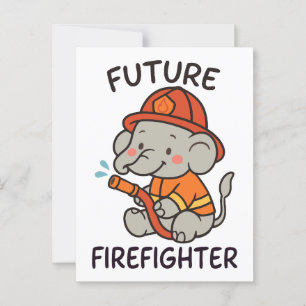 Roligten Cute Elephant Future Firefighter Kids Vykort