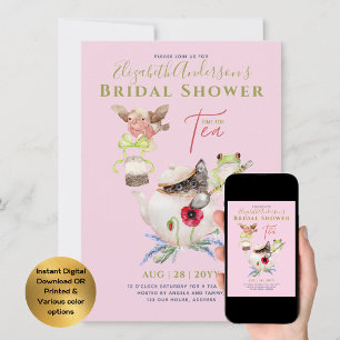 Roligten Cute för möhippa Tea Party-inbjudningar Inbjudningar