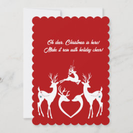 Roligten Cute jul Reindeer White Santa Helper Red Julkort