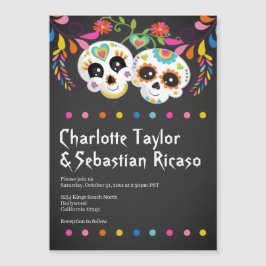 Roligten Day of the dead  i sockerskull Färgfull B Magnetisk Inbjudningskort