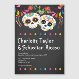 Roligten Day of the dead  i sockerskull Färgfull B Magnetisk Inbjudningskort