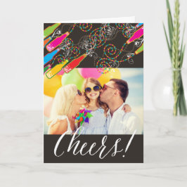 Roligten Färglöst Flaskor Cheers för bubblor - nyå Helgkort