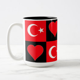 Roligten Flagga Heart Mönster i Turkiet, patriotis Två-Tonad Mugg