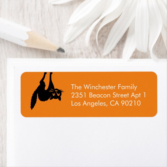 Roligten för den svarta orangen Halloween adress Returadress Etikett (Insitu)
