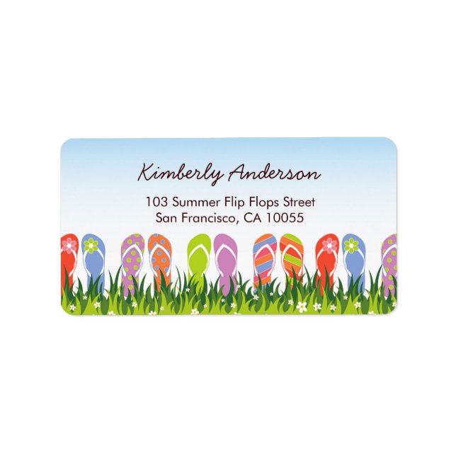 Roligten för färgad sommartid i Flinflip flops i S Adressetikett (Framsidan)