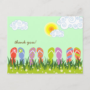 Roligten för färgad sommartid i Flinflip flops i S Vykort