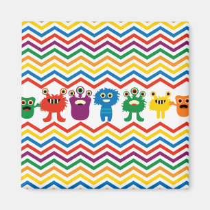 Roligten för färgstarka cute Monsters Chevron Stri Magnet