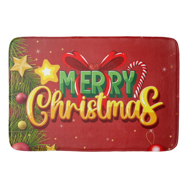 Roligten God jul Lycklig Julafton Red Grönt Helgda Badrumsmatta (Framsidan)